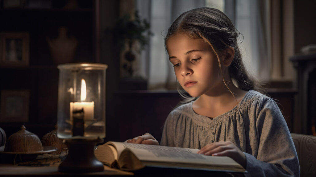 Young girl reading a Bible